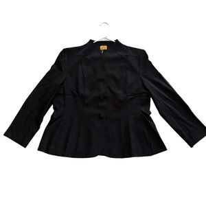 Mary Crafts Black Peplum Blazer Split Mandarin Collar Size 20 DR528C‎